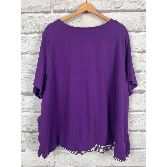 Catherines Suprema Womens 3X Preppy Classic Nautical Layered Look T Shirt Top - Picture 4 of 14